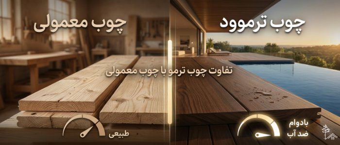 تفاوت چوب ترمو با چوب معمولی؛ بررسی دوام، رنگ و هزینه نگهداری