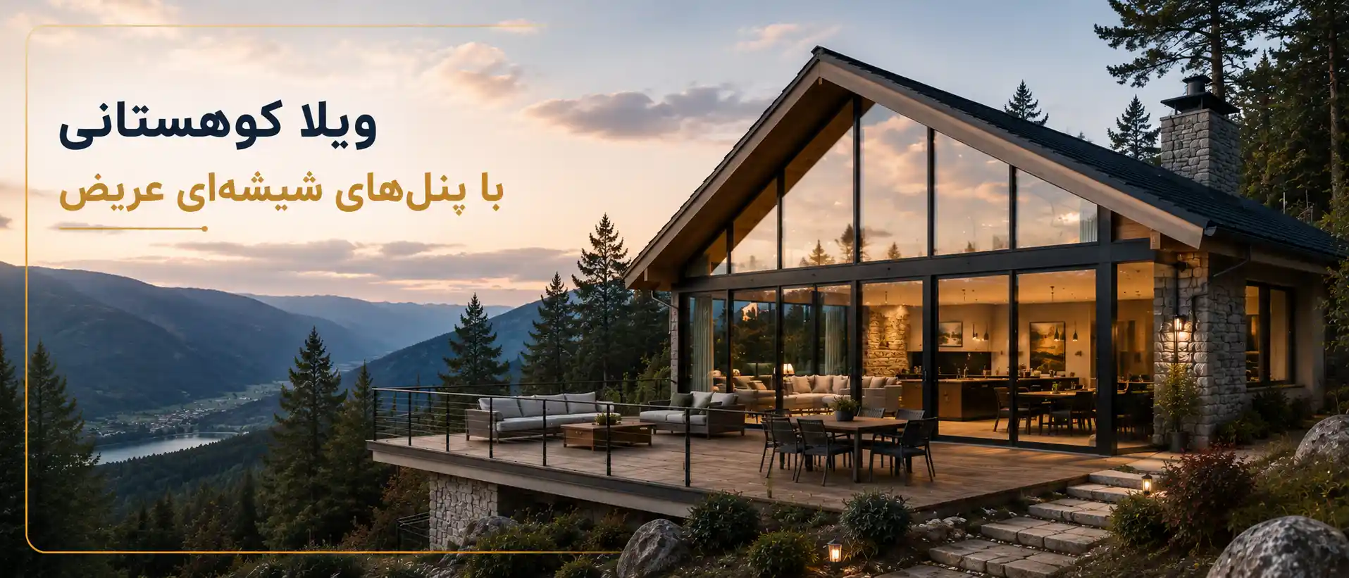 ویلا کوهستانی با پنلهای شیشهای عریض ویلا کوهستانی با پنلهای شیشهای عریض