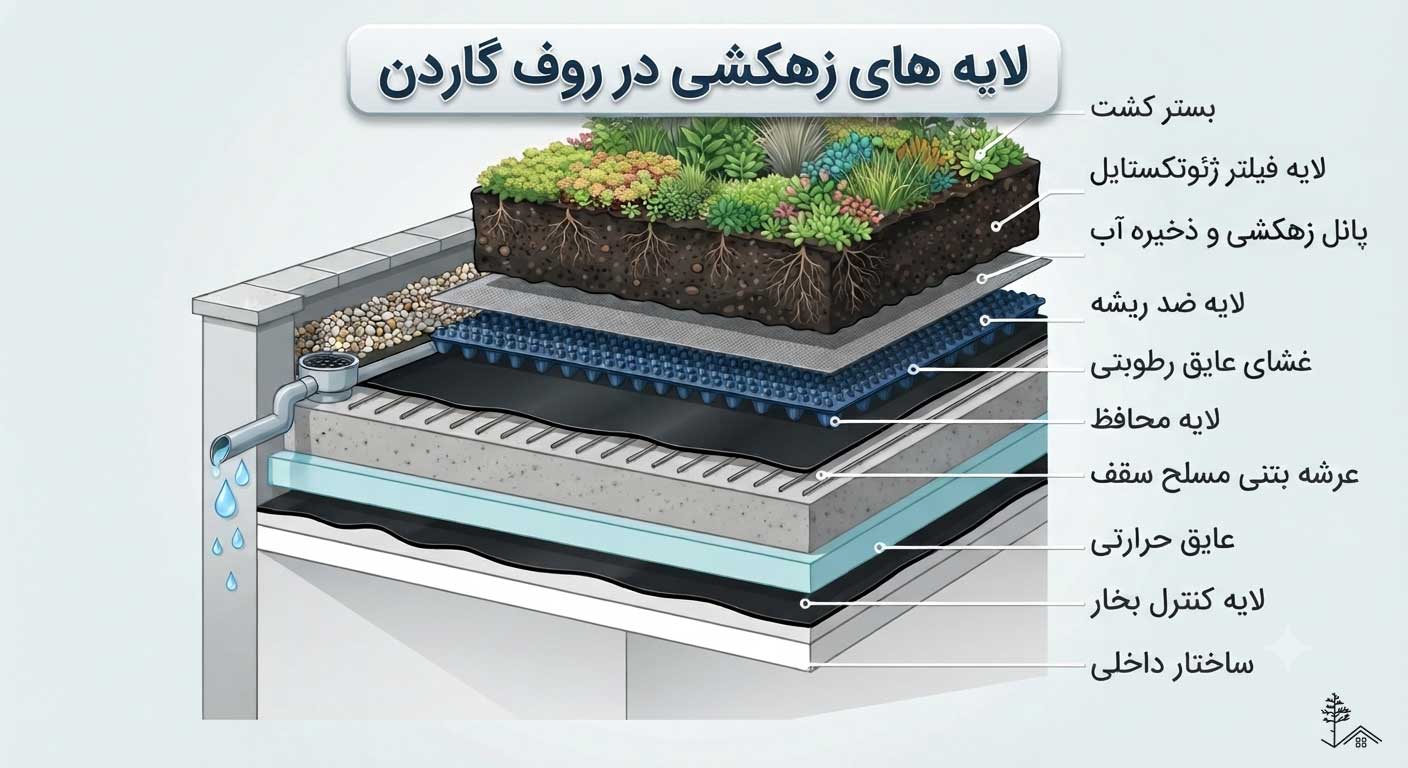 لایه های زهکشی روف گاردن لایه های زهکشی روف گاردن