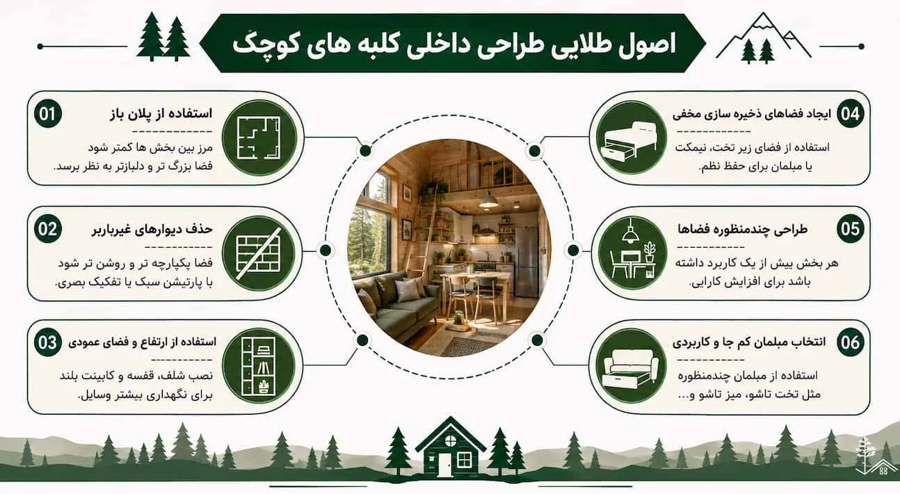 اصول طراحی داخلی کلبه های کوچک