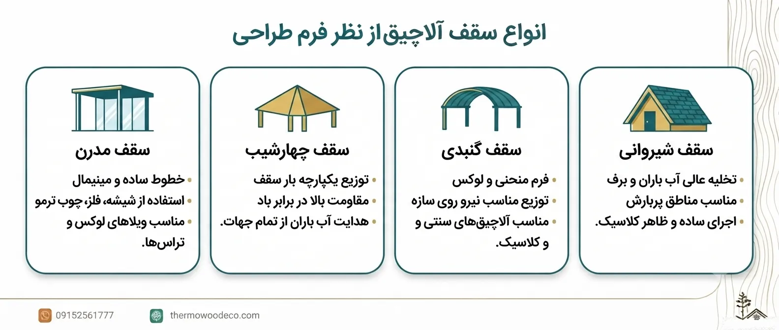 انواع سقف آلاچیق از نظر فرم طراحی